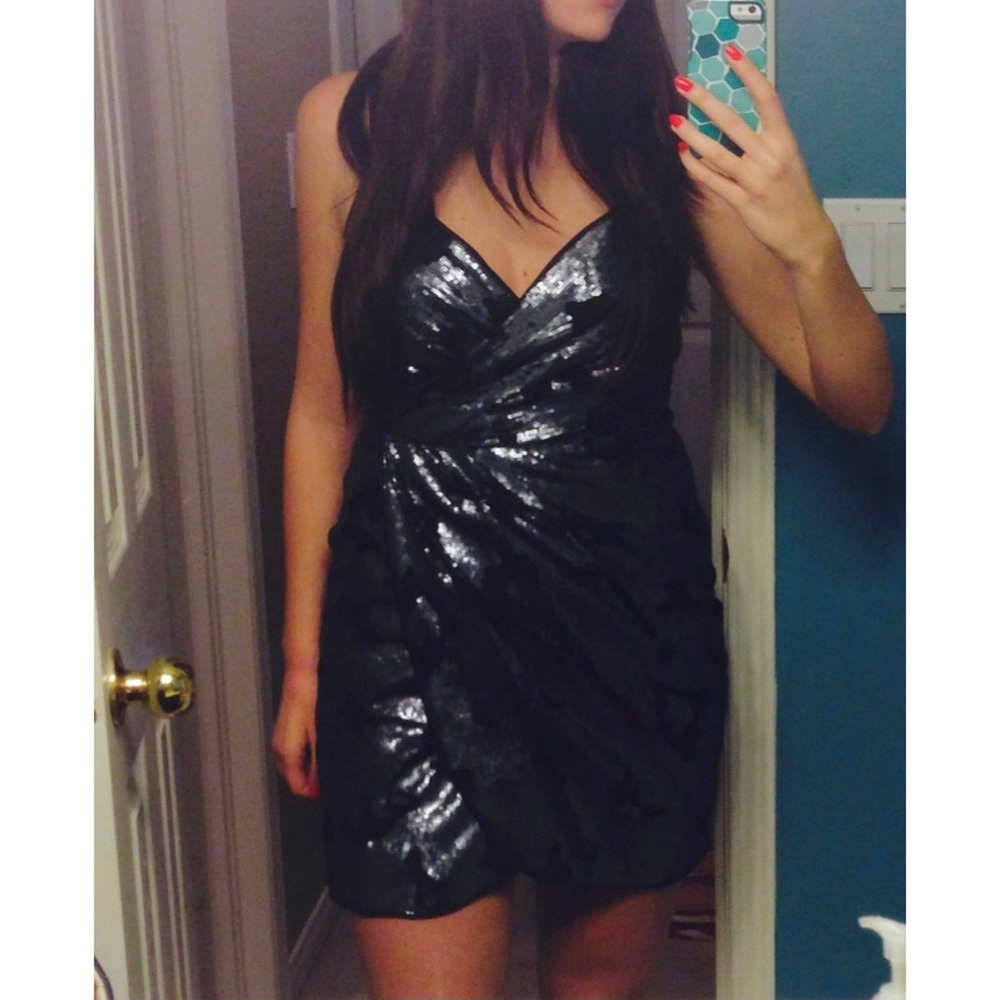 Sequin Wrap Mini Dress